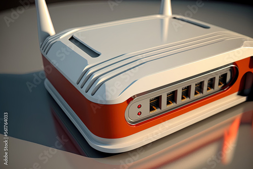 Obraz na płótnie Wi Fi router up close. a fast modem for the internet. Network type wireless or wired. Generative AI