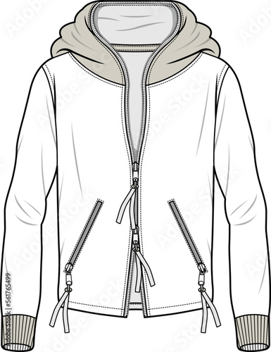 MEN AND BOYS WEAR HOODIE FASHION FLAT DESIGN VECTOR SKETCH