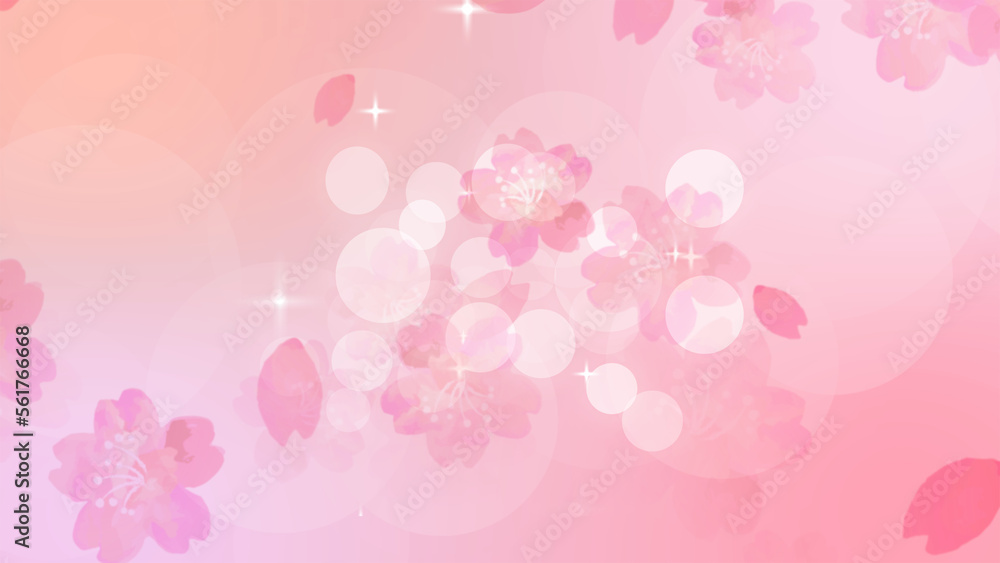 桜とキラキラ十字光のアブストラクトピンク背景