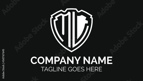 Letters ML Name Initials Shield Monogram Logo Design Template