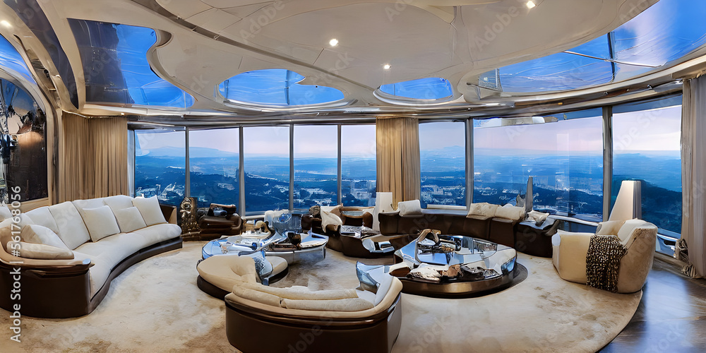 Fototapeta premium luxury hotel suite with beautiful sea view 