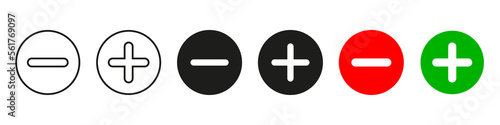 plus and minus signs vector icons set