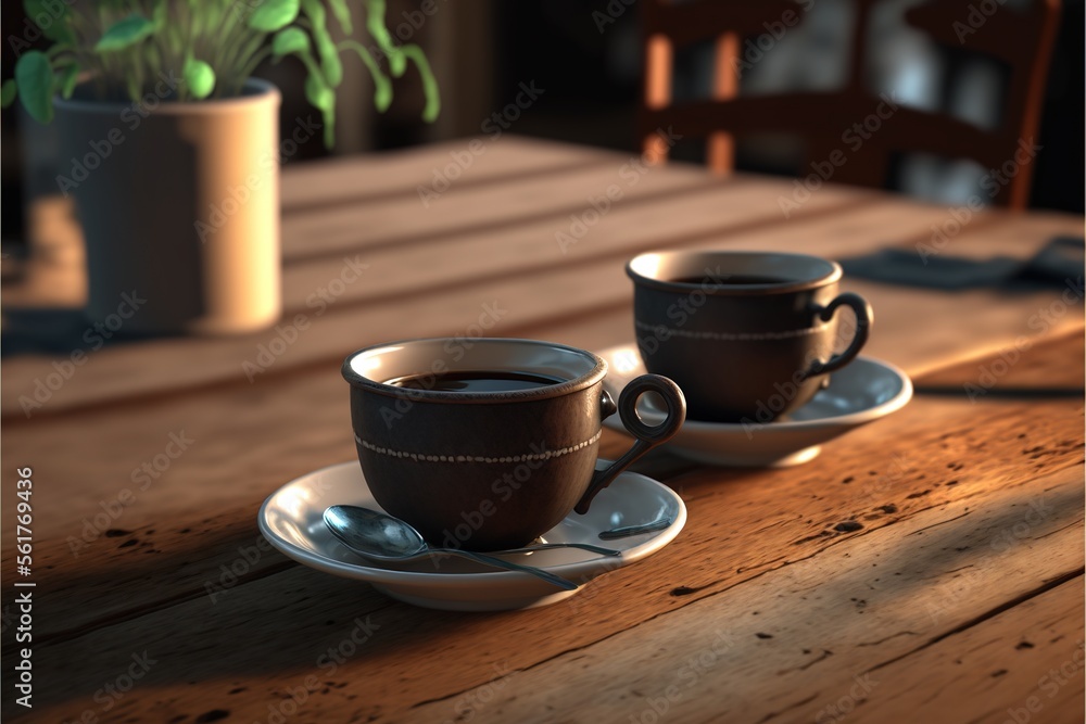 Digital illustration about coffee associations. Generative AI. Digital illustration about coffee associations. Generative AI.