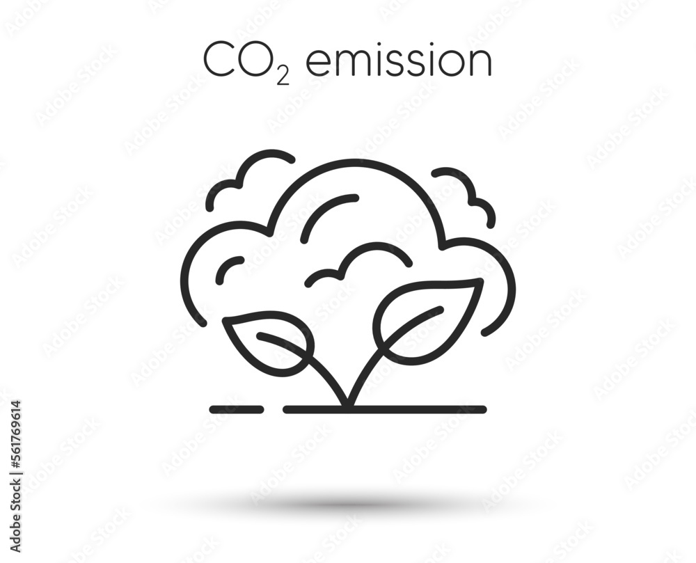 Co2 gas line icon. Carbon dioxide offset sign. Co2 emissions symbol