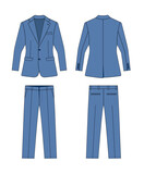 2 piece suits  vector template illustration | blue