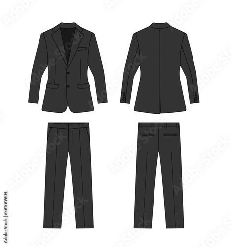 2 piece suits vector template illustration | black