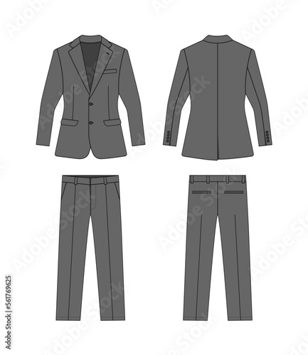 2 piece suits  vector template illustration | gray