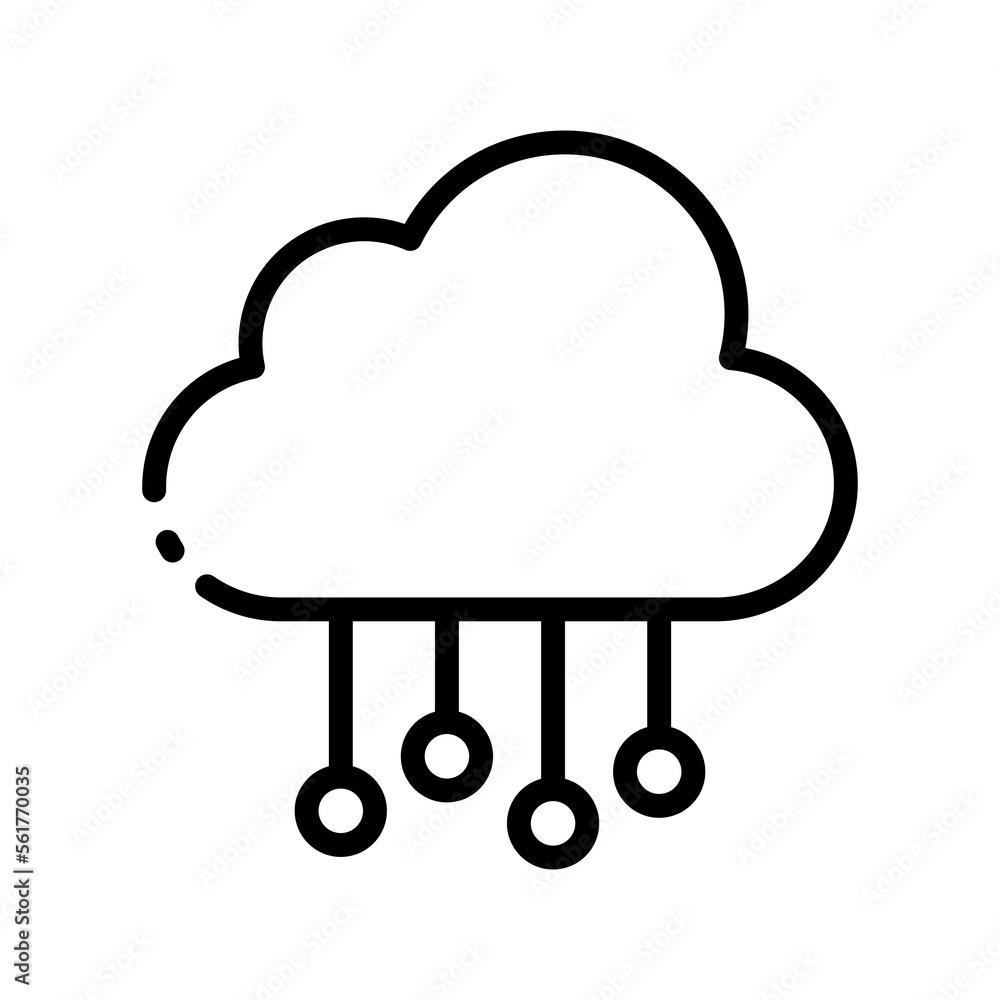 Cloud line icon. Cloud storage, password, exchange, database, remote access, cloud service, artificial intelligence, security. Data warehouse concept. Vector black line icon on white background. Cloud line icon. Cloud storage, password, exchange, database, remote access, cloud service, artificial intelligence, security. Data warehouse concept. Vector black line icon on white background.