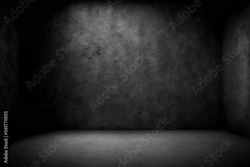 Black wall texture rough background dark concrete floor or old grunge background with black. Generative AI