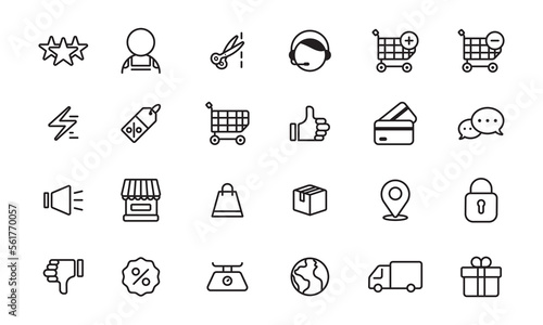 Fototapeta Naklejka Na Ścianę i Meble -  Set of E-commerce and online shopping outline icon vector design