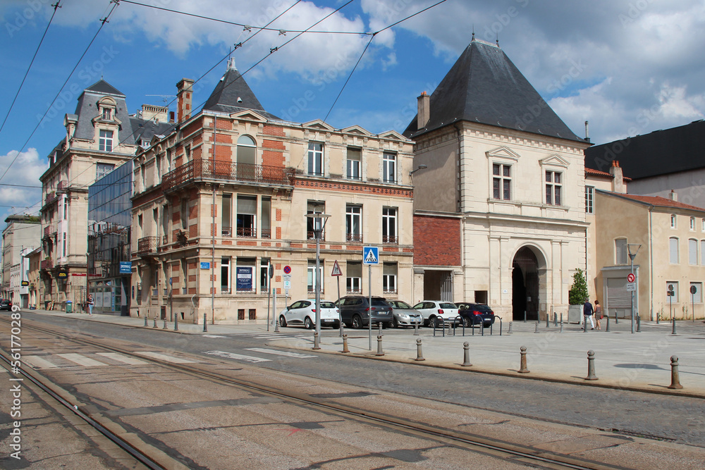 square and old flat buildings in nancy (france)