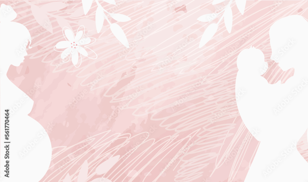 Pregnancy and motherhood modern banner with copy space, white