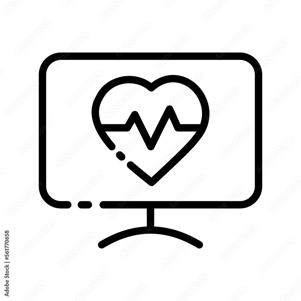 Computer line icon. Disease, medicine, thermometer, doctor, patient, prescription, treatment, immunity, treatment, hospital, recommendations, advice. health concept. vector black line icon Computer line icon. Disease, medicine, thermometer, doctor, patient, prescription, treatment, immunity, treatment, hospital, recommendations, advice. health concept. vector black line icon