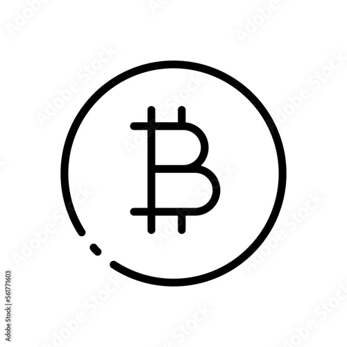 Bitcoin line icon. Business, work. earnings, transactions, exchange rates, exchanges, cryptocurrency, modern, innovation, trend, chart, profit, loss, coin. Finance concept. Vector black line icon