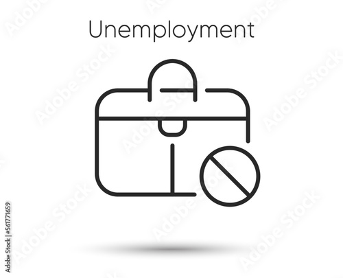 Unemployment line icon. Jobless sign. Job dismissal symbol. Illustration for web and mobile app. Line style work crisis icon. Editable stroke jobless case. High unemployment. Vector illustration