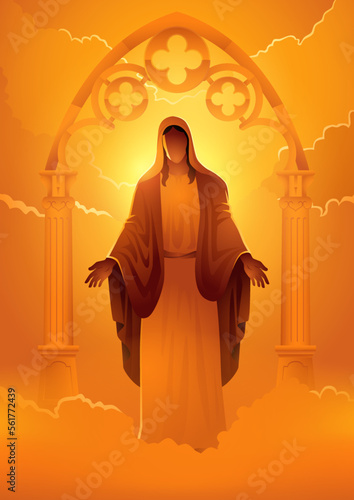 Mary the Blessed Virgin on gothic gate decoration
