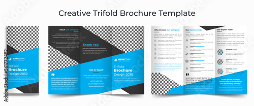 Business trifold leaflet brochure template design, Professional business Tri fold flyer template, Abstract trifold brochure template, Creative business square trifold brochure template design