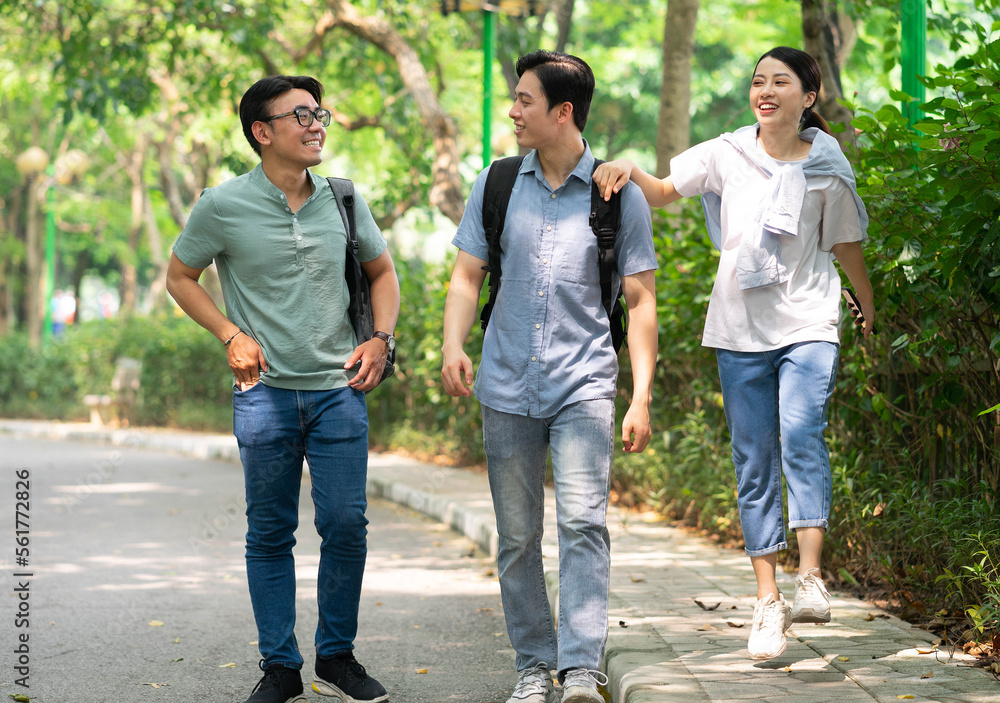 Photo of group Asian student outside