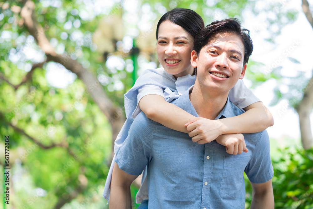 Image of young Asian couple outside Image of young Asian couple outside