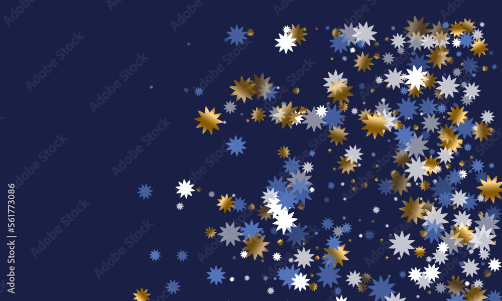 Naklejka premium Subtle Christmas star holiday ornament illustration. Gold blue white twinkle decoration.