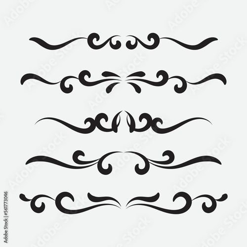 Calligraphic ornament set. Vintage Decorations. Vector isolated illustration.