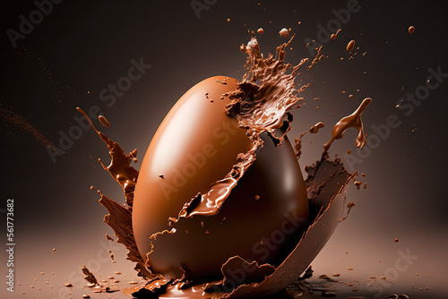 The chocolate egg blew up. Generative AI photo