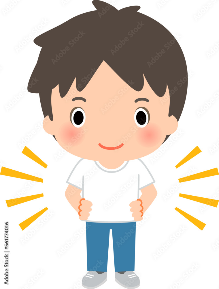 白いTシャツを着て腰に手を当てた男性