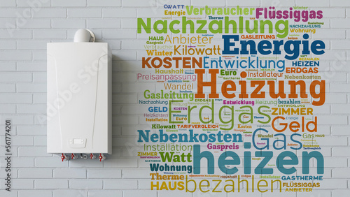 Surcharge for natural gas heating as tag cloud concept