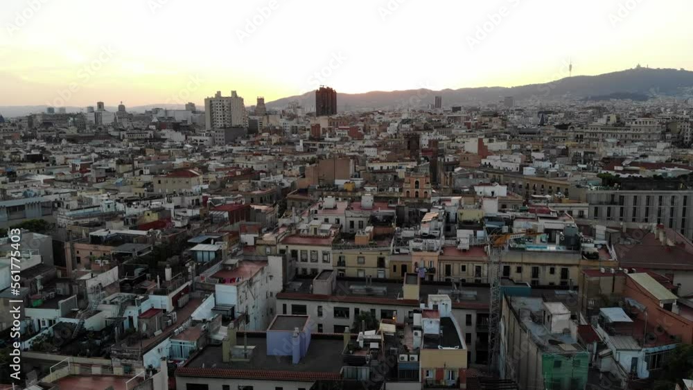 Bacelona during sunset - aerial view Bacelona during sunset - aerial view