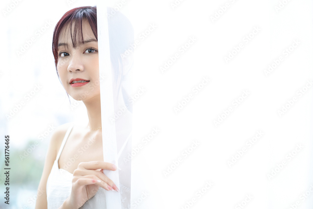 Beauty image of young Asian woman at home in the morning Beauty image of young Asian woman at home in the morning