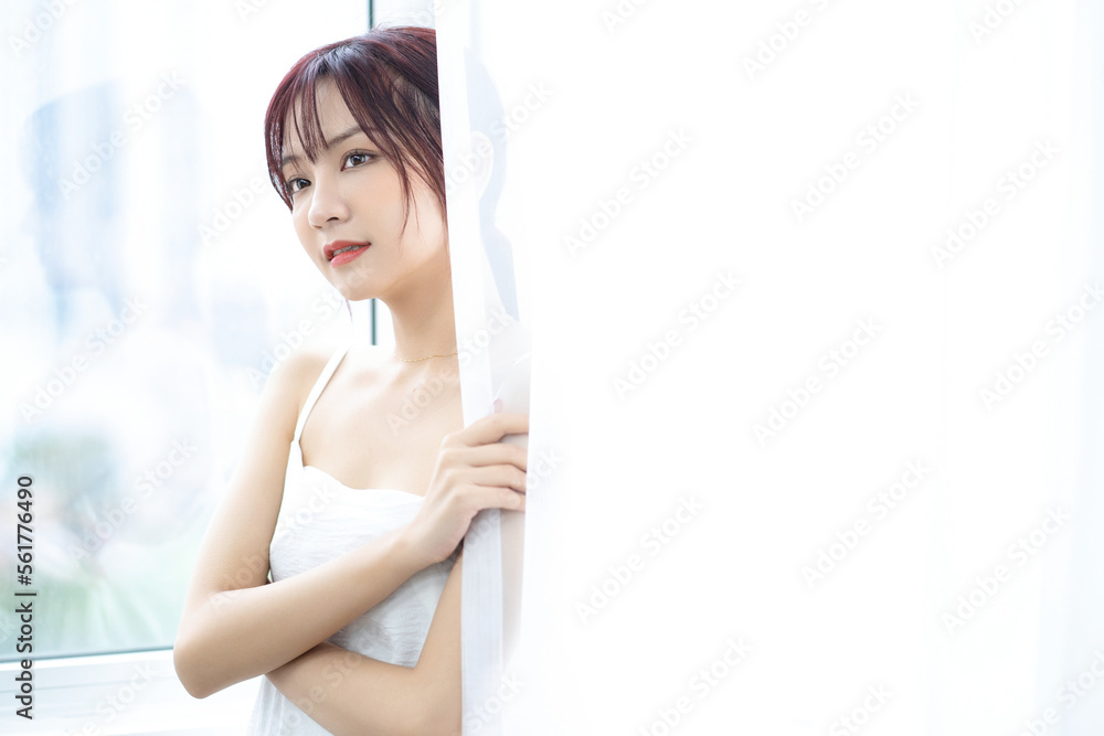 Beauty image of young Asian woman at home in the morning Beauty image of young Asian woman at home in the morning
