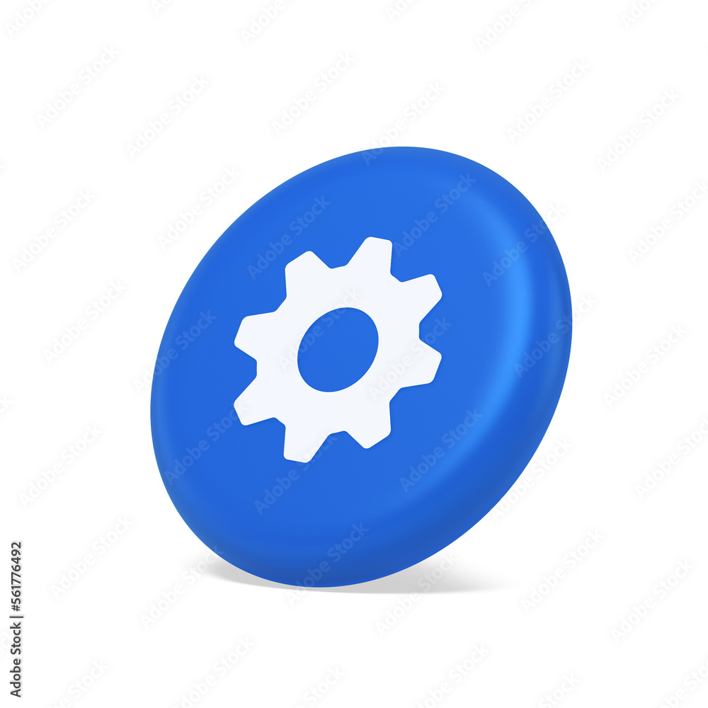 Cog gear button web technology setting repair business interface 3d isometric realistic icon