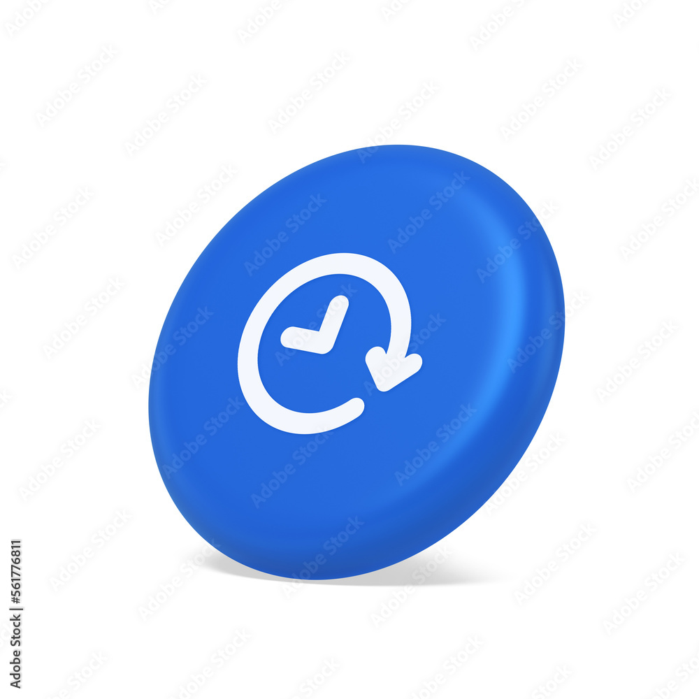 Clock in circle arrow button time countdown deadline chronometer 3d isometric realistic icon Clock in circle arrow button time countdown deadline chronometer 3d isometric realistic icon