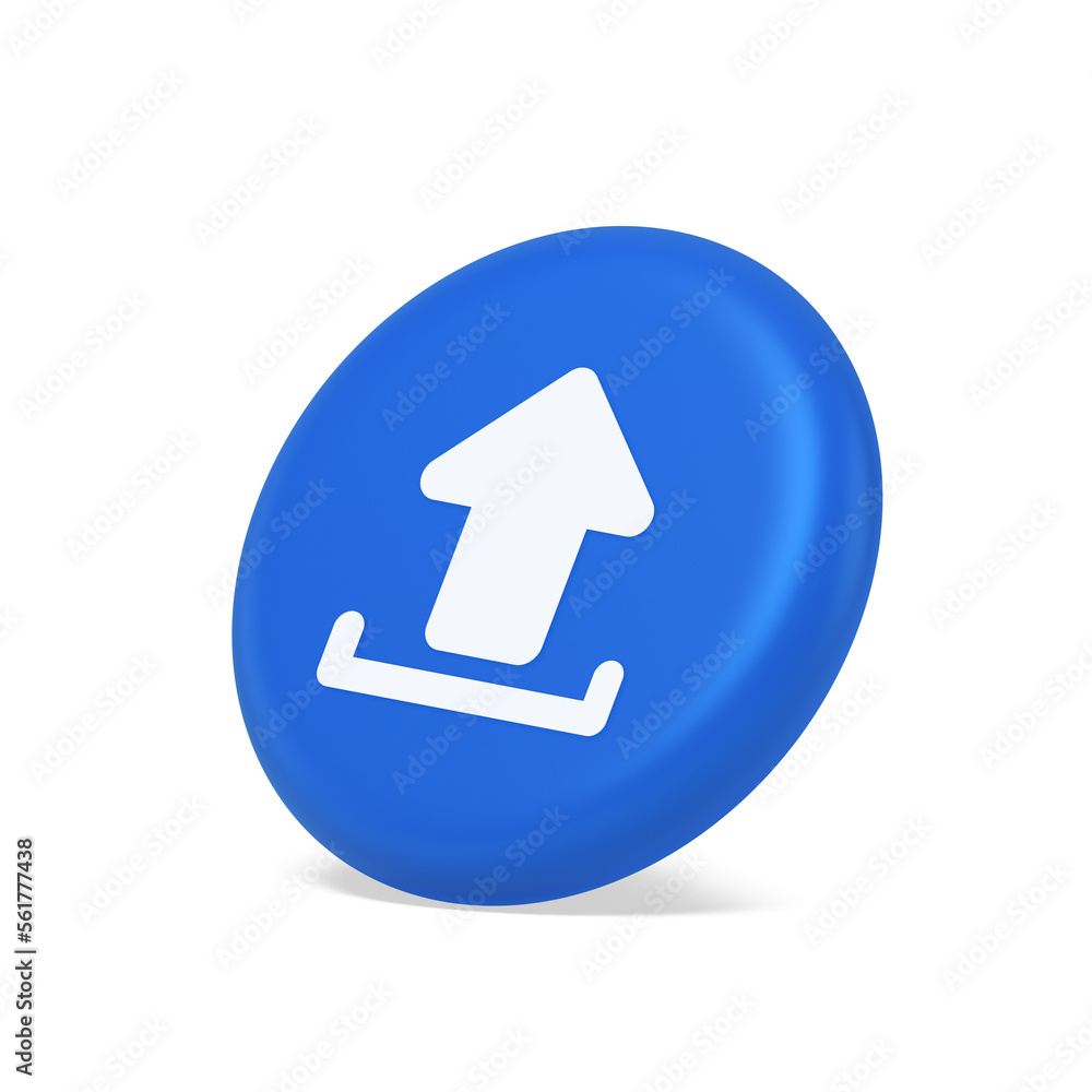 Upload up arrow button document multimedia file exchange cyberspace storage 3d side view icon Upload up arrow button document multimedia file exchange cyberspace storage 3d side view icon