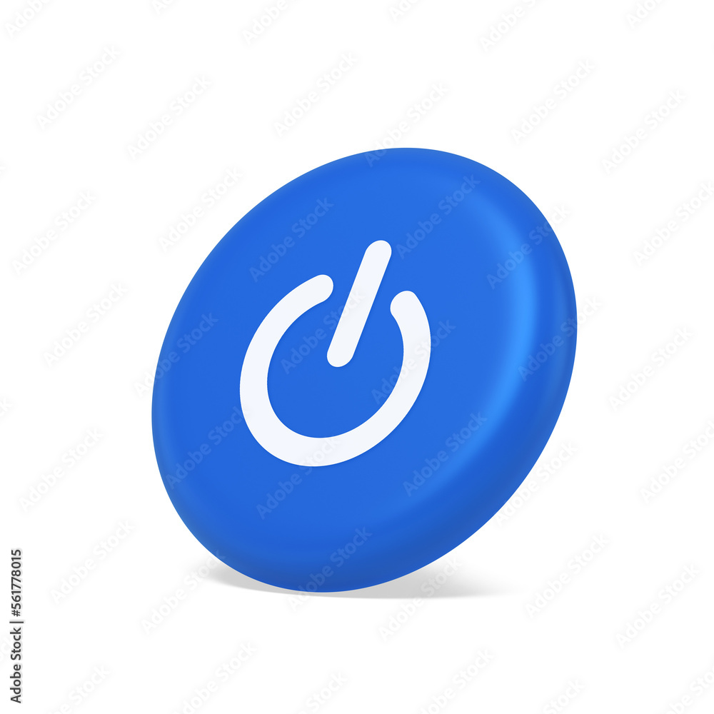 Shutdown turn on off button energy switch power start stop web app design 3d isometric realistic icon Shutdown turn on off button energy switch power start stop web app design 3d isometric realistic icon