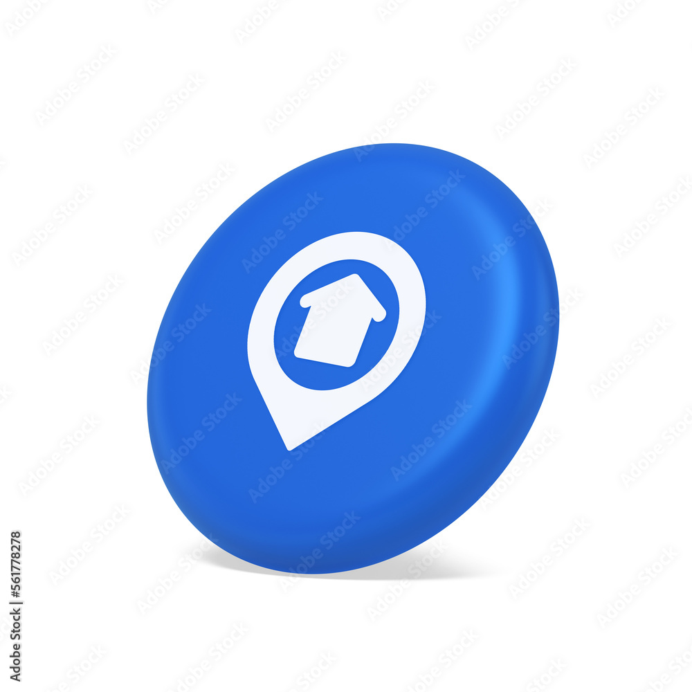 Urban building location find button house map pin web application 3d isometric realistic icon Urban building location find button house map pin web application 3d isometric realistic icon