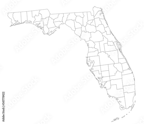 Highly Detailed Florida Blind Map.