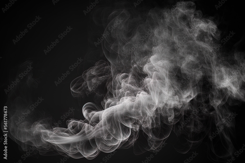 White water vapor in a blur on a dark, empty background. steam with copy space abstract. Steam moves. White background with smoke. Generative AI White water vapor in a blur on a dark, empty background. steam with copy space abstract. Steam moves. White background with smoke. Generative AI