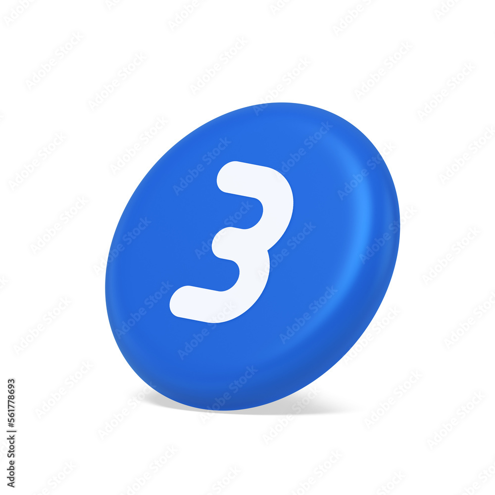 Three number button internet communication texting message character 3d isometric realistic icon