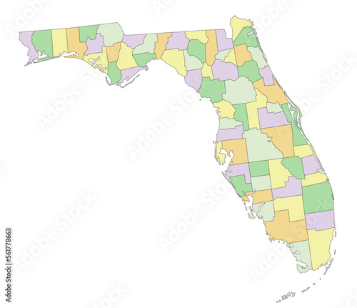 Florida - Highly detailed editable political map with labeling.