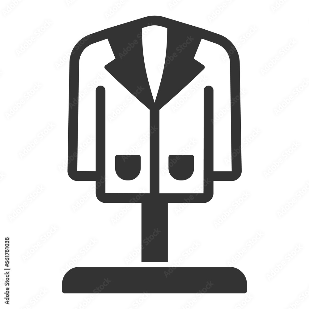 Cleaned jacket on a stand - icon, illustration on white background, glyph style Cleaned jacket on a stand - icon, illustration on white background, glyph style