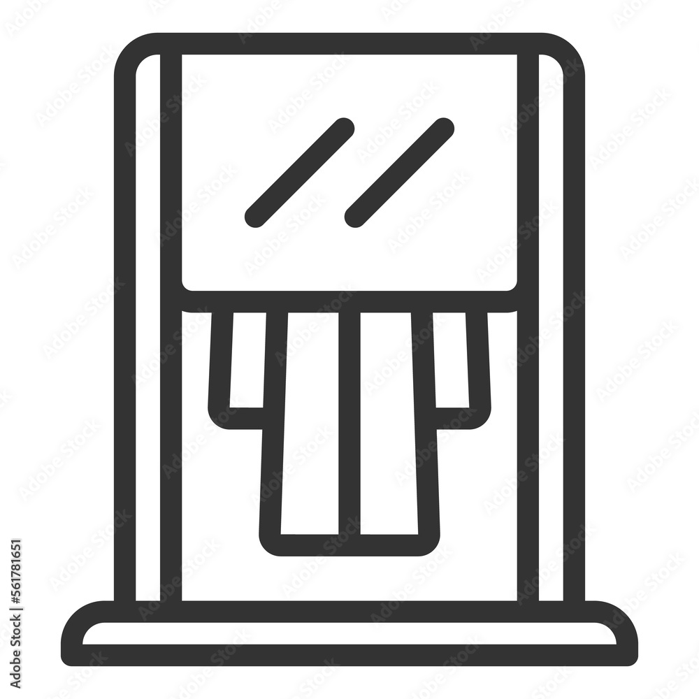 Packing outerwear in film after dry cleaning - icon, illustration on white background, outline style Packing outerwear in film after dry cleaning - icon, illustration on white background, outline style