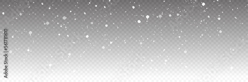 Seamless falling snow or snowflakes. Isolated on transparent panorama view background
