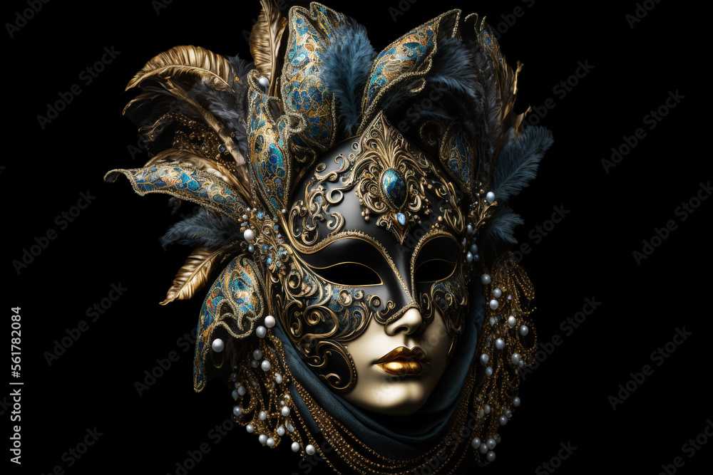 Illustration of a carnival mask on a black background