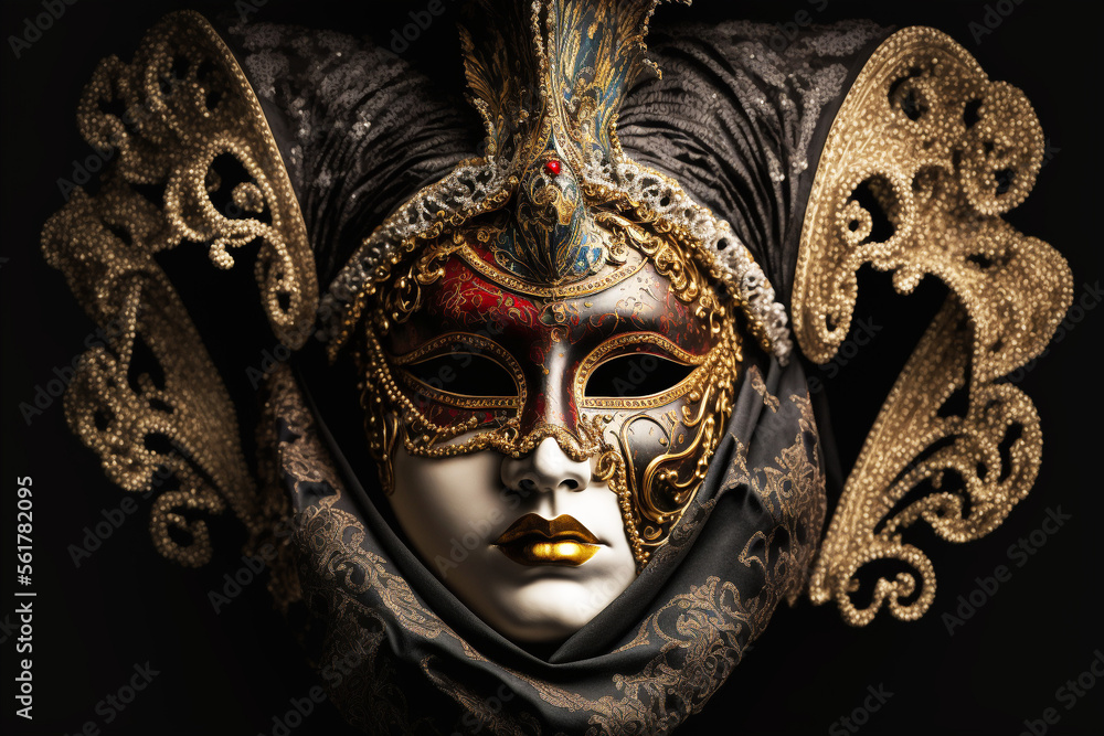 Carnival mask on a deep black background