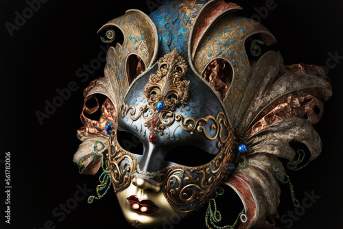 Italian carnival mask on a deep black background
