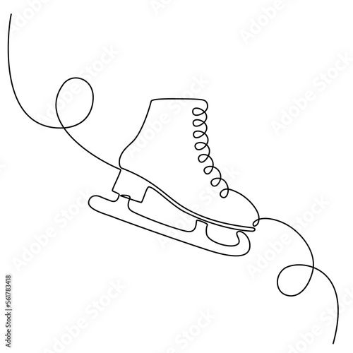Continuous one line drawing of ice skate. Vector illustration