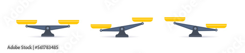 Set of scales. Bowls of scales in balance, an imbalance of scales. vector illustration