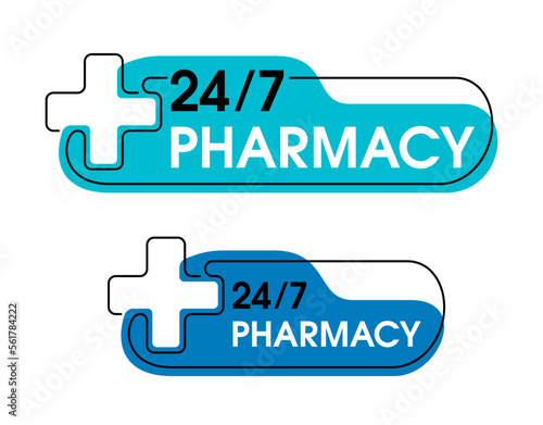 Pharmacy 24-7 sign round-the-clock medical service