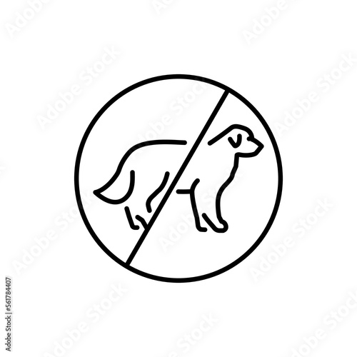 Forbidden with a dog color line icon. Urban sign.